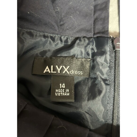 ALYX Nautical Navy Striped Dress with Ruffled Collar Size 14 Coastal Vacation - Picture 7 of 9